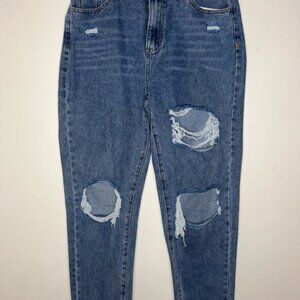 SHEIN Distressed Blue Jeans NWOT Size 8/10 Large
